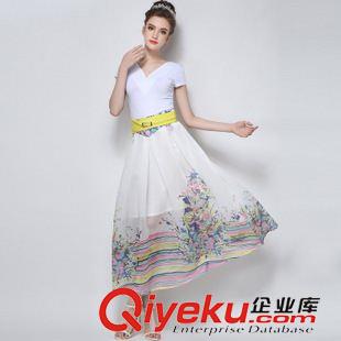 6月新款已出貨 2015夏季歐美新款定位花雪紡半身裙氣質修身不規則印花長裙