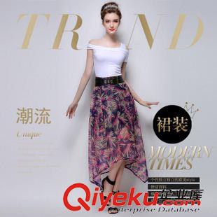 5月歐美新款 歐洲站2015夏季歐美新款花色雪紡半身裙時(shí)尚大擺不規(guī)則裙子原始圖片2