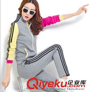 套裝 2015秋裝新款韓版青春活力彩條運(yùn)動(dòng)服休閑套裝女潮 廠家直銷(xiāo)