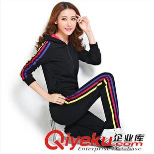 套裝 2015秋裝新款韓版青春活力彩條運(yùn)動(dòng)服休閑套裝女潮 廠家直銷(xiāo)原始圖片2