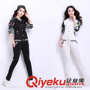 套裝 2015秋季新品韓版長袖衛衣休閑印花套裝運動服套裝女棒球服原始圖片3