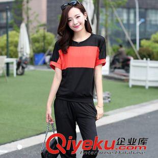 套裝 2015夏裝新款加大碼女裝胖mm夏裝韓版顯瘦休閑運動套裝 廠家直銷原始圖片3