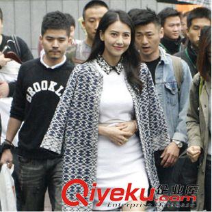 7月上新 高圓圓同款2015歐美秋冬新款菱格圓領(lǐng)針織開(kāi)衫外套原始圖片2