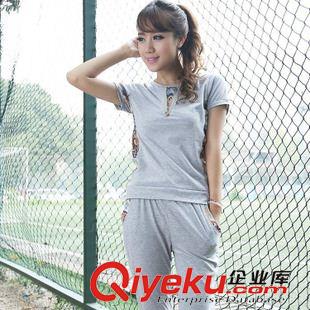 6月夏新款 2015夏季新款大碼短褲衛(wèi)衣運動休閑服套裝女士韓版時尚休閑套裝原始圖片3