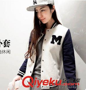 第二波 东大门代购秋季新款女式棒球服 韩范字母标贴撞色袖百搭夹克外套