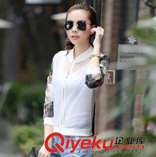 七月上旬上新 2015夏裝新款棒球服女 原宿風(fēng)時(shí)尚印花長(zhǎng)袖百搭防紫外線外套原始圖片3