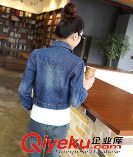 七月上旬上新 一件代發(fā)2015秋裝新款女裝韓版長袖修身顯瘦牛仔上衣短款小外套原始圖片3