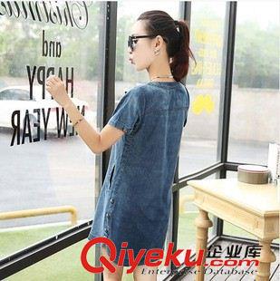 連衣裙 2015夏季新款 韓版短袖大碼牛仔連衣裙女修身顯瘦A字裙牛仔裙原始圖片2
