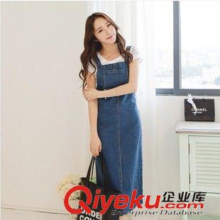 連衣裙 韓版新款修身顯瘦牛仔連衣裙 大碼女裝個性磨破牛仔長裙送腰帶