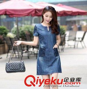 連衣裙 2015夏裝新款牛仔背帶裙女 學(xué)院風(fēng)印花顯瘦包臀連衣裙百搭潮