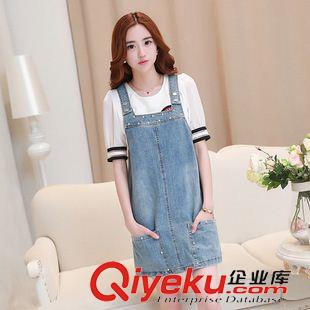 背帶裙 韓國(guó)代購夏裝新款連衣裙女 韓范寬松百搭全棉水洗牛仔背帶裙潮