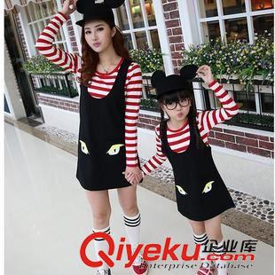 親子裝 2015款新品親子裝秋裝母女潮春秋冬季韓版時尚休閑長袖連衣裙原始圖片2