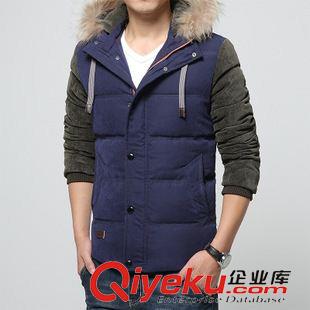 加絨羽絨服 廠家直銷男士羽絨服 修身韓版羽絨衣加厚加絨貂領連帽男式外套潮