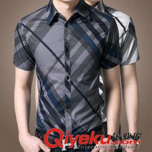 短袖襯衫 廠家直銷2015夏季純棉百搭男士短袖襯衫修身韓版寸襯衣男裝潮批發原始圖片2