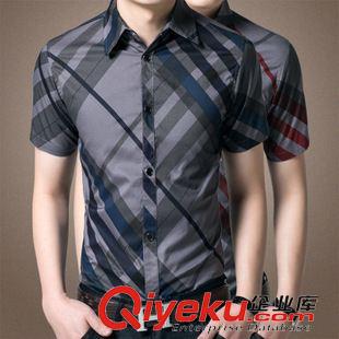 短袖襯衫 廠家直銷2015夏季純棉百搭男士短袖襯衫修身韓版寸襯衣男裝潮批發原始圖片3