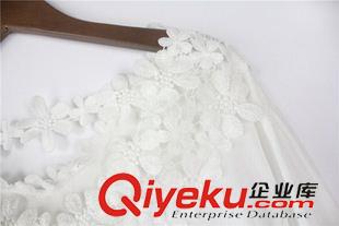 連衣裙 全棉蕾絲甜美可愛花朵領(lǐng)拼接五分袖寬松荷葉邊孕婦連衣裙原始圖片3