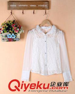 女T 2015秋冬裝新款韓版打底衫兩件套立領(lǐng)長(zhǎng)袖蕾絲襯衫公主衫潮原始圖片2