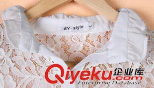 女T 2015秋冬裝新款韓版打底衫兩件套立領(lǐng)長(zhǎng)袖蕾絲襯衫公主衫潮原始圖片3