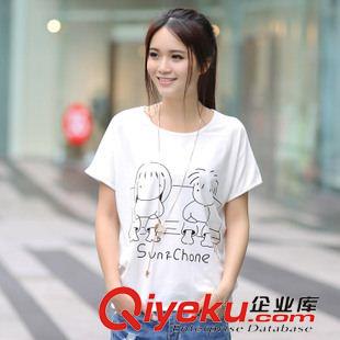 女T 2015夏裝新款韓版卡通印花圓領(lǐng)短袖純棉t恤少女裝原始圖片2