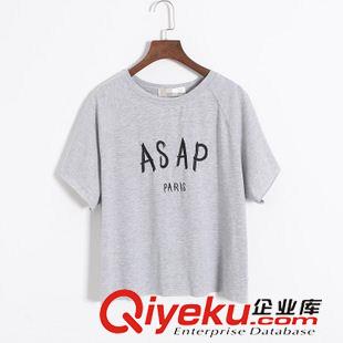 女T 夏季新款女裝 韓版百搭學(xué)院風(fēng)時(shí)尚字母刺繡短袖T恤女原始圖片2