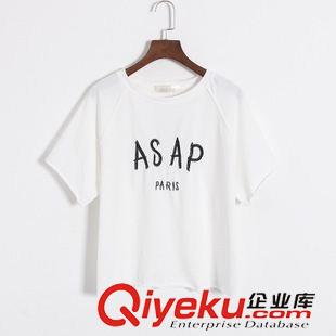 女T 夏季新款女裝 韓版百搭學(xué)院風(fēng)時(shí)尚字母刺繡短袖T恤女原始圖片3