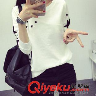 女T 2015實(shí)拍 韓版秋裝新款長(zhǎng)袖圓領(lǐng)衛(wèi)衣女繡花時(shí)尚女裝打底T恤衫原始圖片2