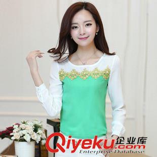 雪紡衫 模特實(shí)拍 春新款經(jīng)典圓領(lǐng)長(zhǎng)袖上衣 顯瘦百搭雪紡衫原始圖片2