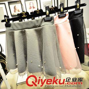 半身裙 2015春夏裝半身裙女韓版百褶裙釘珠紗裙蓬蓬裙高腰短裙公主裙原始圖片2