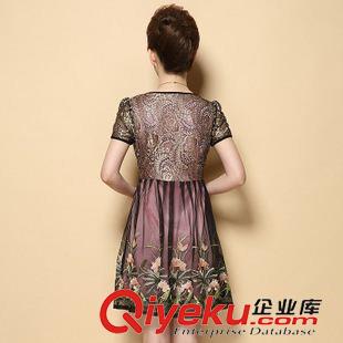 大碼媽媽女裝 2015實拍中老年女裝 夏季新款中年媽媽裝高檔刺繡蕾絲時尚連衣裙原始圖片3