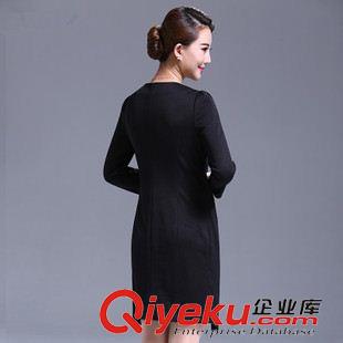 大碼媽媽女裝 2015 假兩件連衣裙秋裝新款中年氣質女裝連衣裙秋季大碼原始圖片2