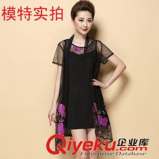 大碼媽媽女裝 2015模特實(shí)拍婚禮媽媽裝夏季婆婆婚宴禮服加大gd蕾絲連衣裙