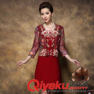 大碼媽媽女裝 2015實拍中老年女婚禮媽媽裝夏兩件套裝連衣裙中年禮服原始圖片2
