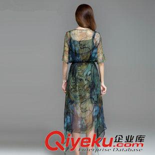 大碼媽媽女裝 2015真絲連衣裙兩件套波西米亞中長(zhǎng)款沙灘裙桑蠶絲夏季連衣裙原始圖片2