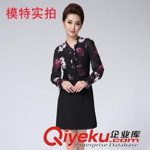 大碼媽媽女裝 2015春秋裝新款gd春季長袖印花連衣裙女網(wǎng)紗顯瘦長袖包臀-