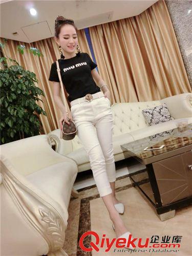 女T 2015歐洲站{zx1}品 時(shí)尚大牌英文字母T恤＋百搭休閑褲子原始圖片2