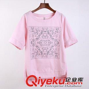 女T 2015夏裝新款 不規(guī)則韓版寬松短袖簡(jiǎn)約亞麻T恤棉麻上衣女衣原始圖片3