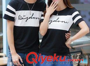 打底衫 夏裝新款韓版情侶修身短袖女大碼印花T恤衫學(xué)生班服潮原始圖片2