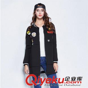 爆款專區(qū) 棒球服女歐洲站2015秋女裝新款寬松衛(wèi)衣 時(shí)尚中長款外套原宿牌潮