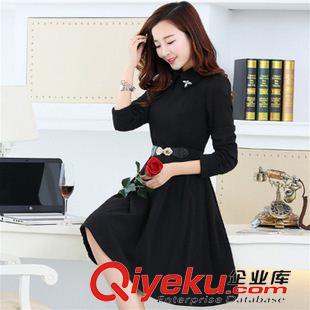 9月份新款 2015秋裝新款韓版中長(zhǎng)款品牌連衣裙女裝時(shí)尚娃娃領(lǐng)釘珠長(zhǎng)袖打底裙原始圖片2