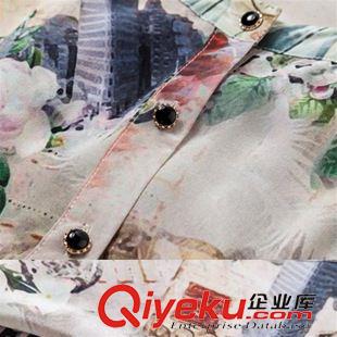 7月份2期新款 2015夏季新品復(fù)古連衣裙女裝氣質(zhì)五分袖束腰真絲印花連衣裙女裝潮原始圖片2
