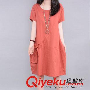6月份1期新款 2015夏季新款韓版女裝大碼寬松碎花裙 時尚中長款短袖棉麻連衣裙