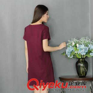 6月份1期新款 2015夏季大碼女裝棉麻連衣裙 復古氣質寬松短袖棉麻女裝一件代發(fā)原始圖片2