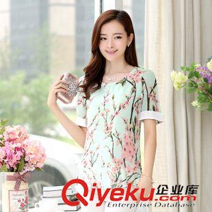 6月份1期新款 2015夏季新款韓版女裝大碼氣質(zhì)印花棉麻修身時(shí)尚短袖兩件套連衣裙