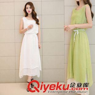 6月份1期新款 2015夏季新款無(wú)袖大碼女裝淑女棉麻連衣裙亞麻寬松背心長(zhǎng)裙女原始圖片3