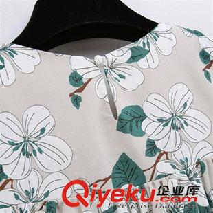 6月份1期新款 2015夏裝新款大碼女裝胖mm露肩印花大擺顯瘦棉麻連衣裙女一件代發(fā)原始圖片3