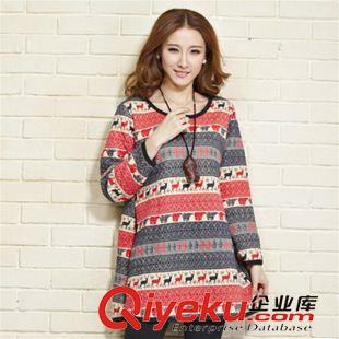 長(zhǎng)袖棉麻大碼女裝 2015秋季新款民族風(fēng)加棉加厚大碼女裝連衣裙中長(zhǎng)款長(zhǎng)袖印花上衣女原始圖片2