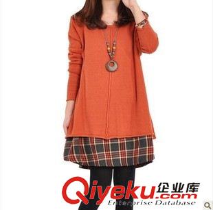 長袖棉麻大碼女裝 2015秋裝新款女裝胖MM舒適棉麻大碼抽繩收腰長袖連衣裙一件代發(fā)