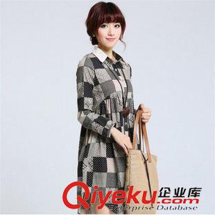長袖棉麻大碼女裝 2015秋季女裝新款寬松印花棉麻大碼女裝 民族風亞麻長袖連衣裙原始圖片3