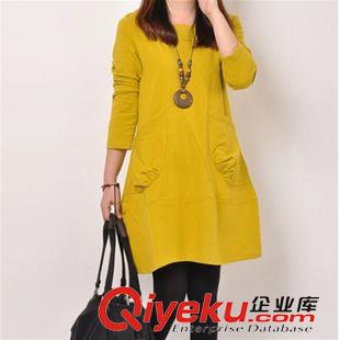 長(zhǎng)袖棉麻大碼女裝 2015秋季新款休閑大碼女裝連衣裙大碼寬松胖MM棉麻長(zhǎng)袖連衣裙原始圖片2