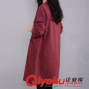 長袖棉麻大碼女裝 秋裝新款棉麻長袖女裝韓版寬松大碼時尚大口袋連衣裙子一件代發原始圖片3